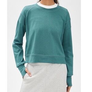 Sweaty Betty After Class Crop Sweatshirt Jade Green Thumbholes Lightweight-Small